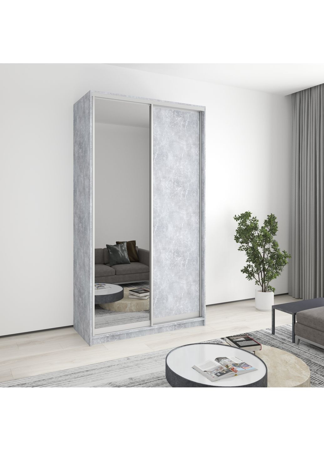 Шкаф-купе двухдверный Стандарт AL ДСП/Зеркало 130x60x240 см (MBS-3765) MebelStar (359449619)