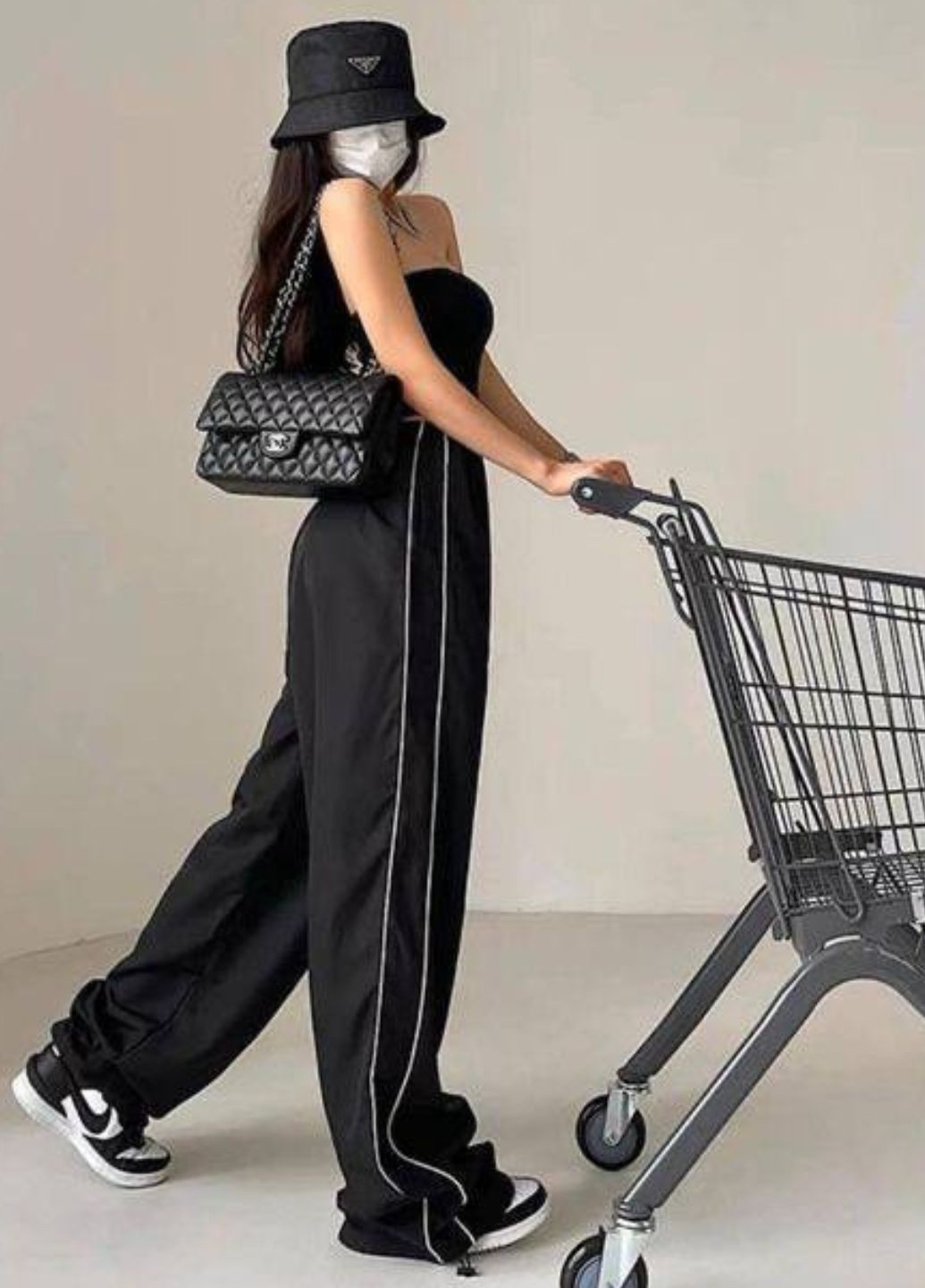 Повсякденні оверсайз штани карго високої посадки прикрашені кантом Україна (322743980)