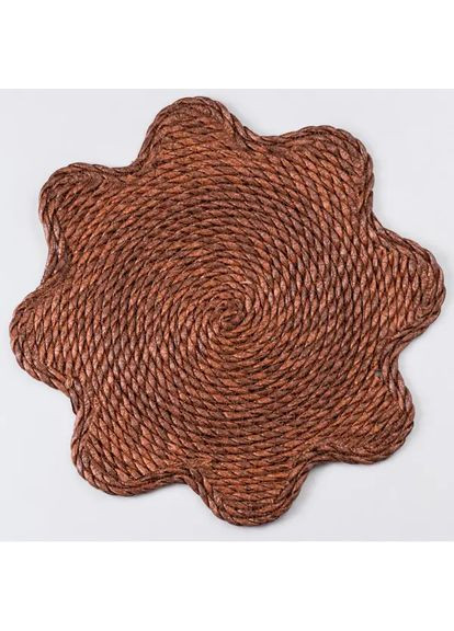 Сервірувальна серветка під тарілки 38 см коричнева ПВХ захист столу від плям та подряпин ротанг для столу Yiwu (370603167)
