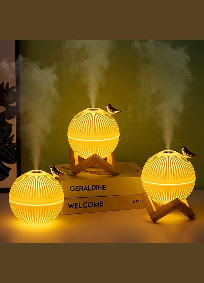 Круглий зволожувач повітря на дерев'яній підставці 3D Bird 330 мл More (299715972)