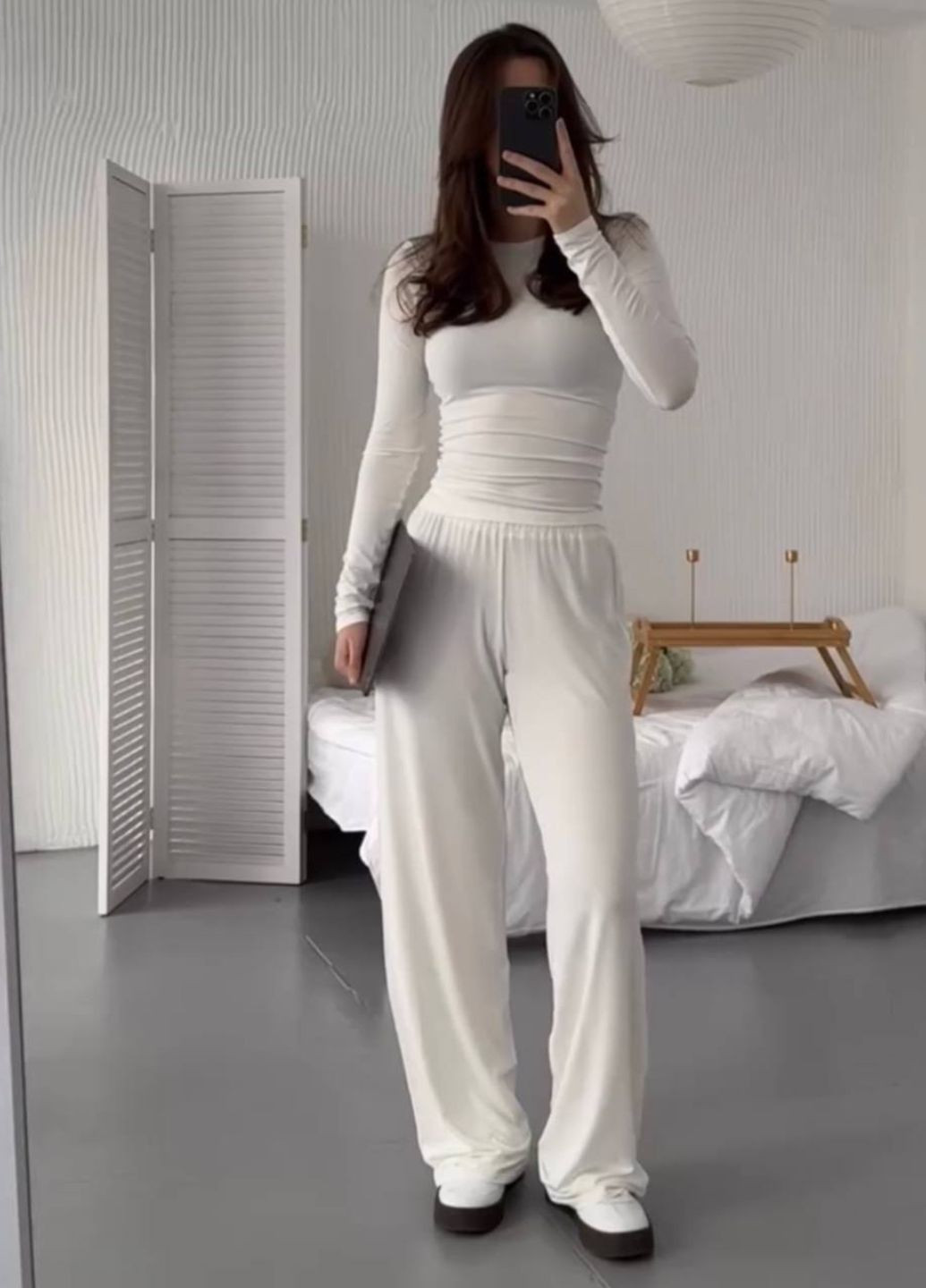 Повсякденний базовий костюм двійка: приталена кофта + прямі штани Україна (322760563)