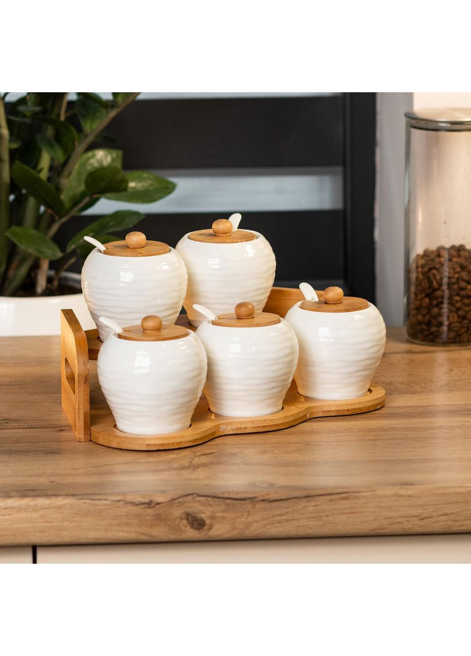 Набор банок для сыпучих продуктов из 5 штук по 250 мл фарфоровый HP1253 HP1253 Yiwu (368766896)