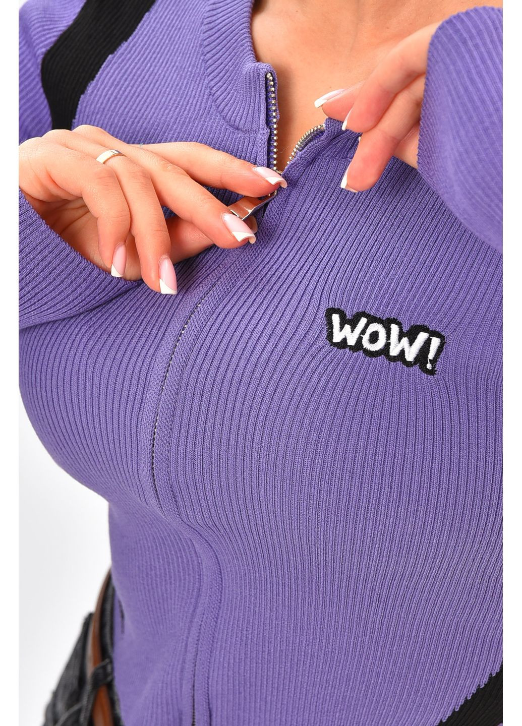 Кофта жіноча на блискавці фіолетового кольору Let's Shop (362152557)