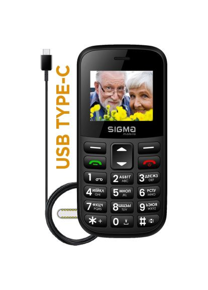 Мобильный телефон (4827798585214) Sigma Comfort 50 EASY TYPE-C Black (366521078)