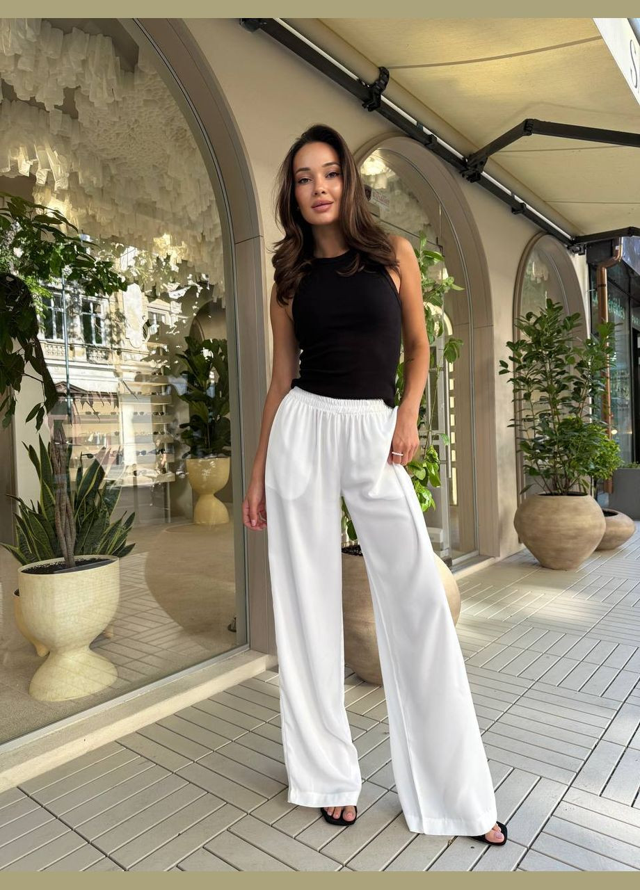 Стильные женские шелковые брюки молочные No Brand (342745250)