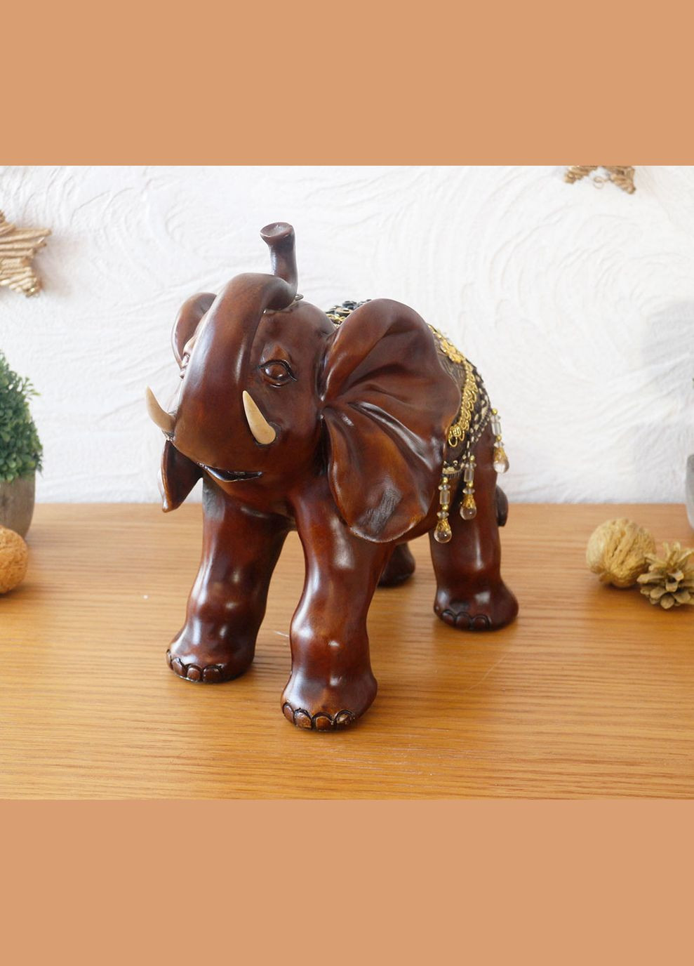 Фигура слона с украшениями, хобот вверх 25см (H26223D) Гранд Презент (282841223)