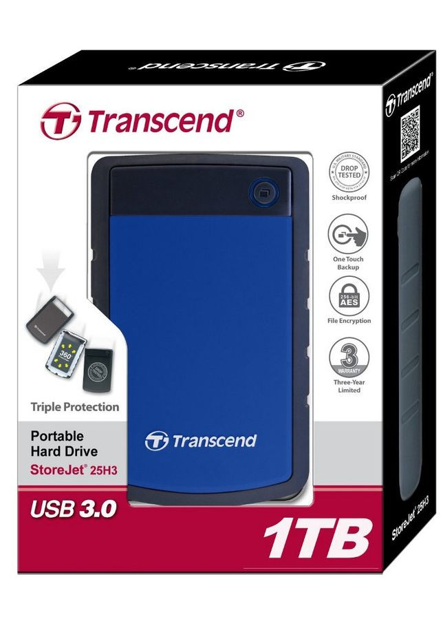 Накопичувач зовнiшнiй 2.5" USB 1TB StoreJet 25H3B (TS1TSJ25H3B) Transcend (351855702)