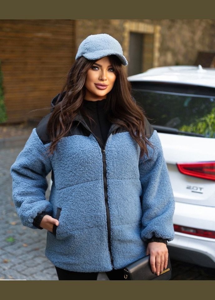 Темно-синя зимня куртка жіноча зимова hp-6663 синий, 58-60 Sofia