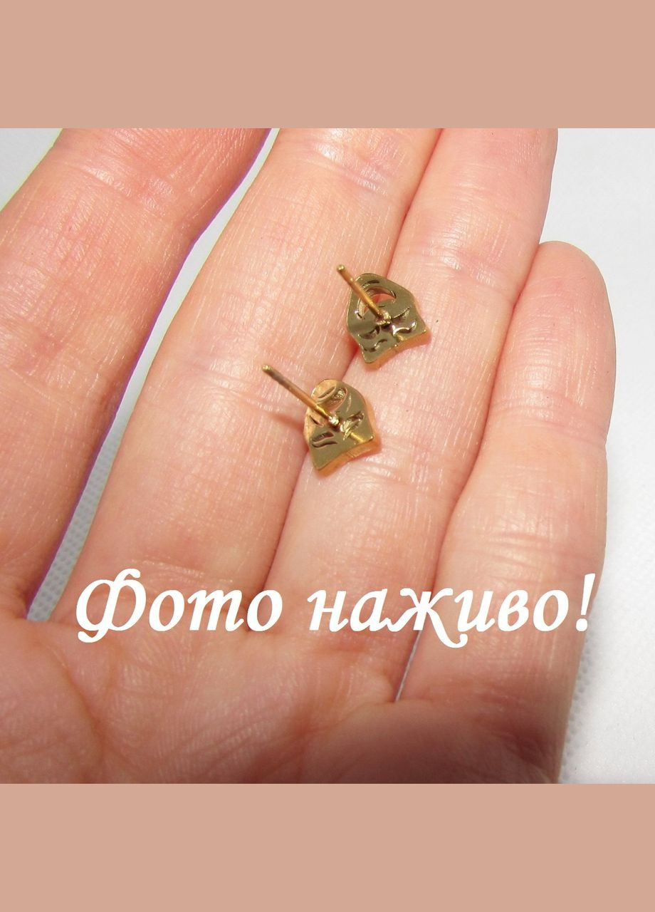 Стальные золотистые серьги маски, 1092 Fashion Jewelry (336550618)