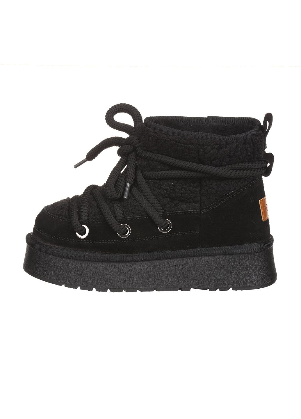 Жіночі уггі чорні низькі зимові теплі замшеві уггі з хутром тедді на високій підошві для прогулянок Hengji (303618003)