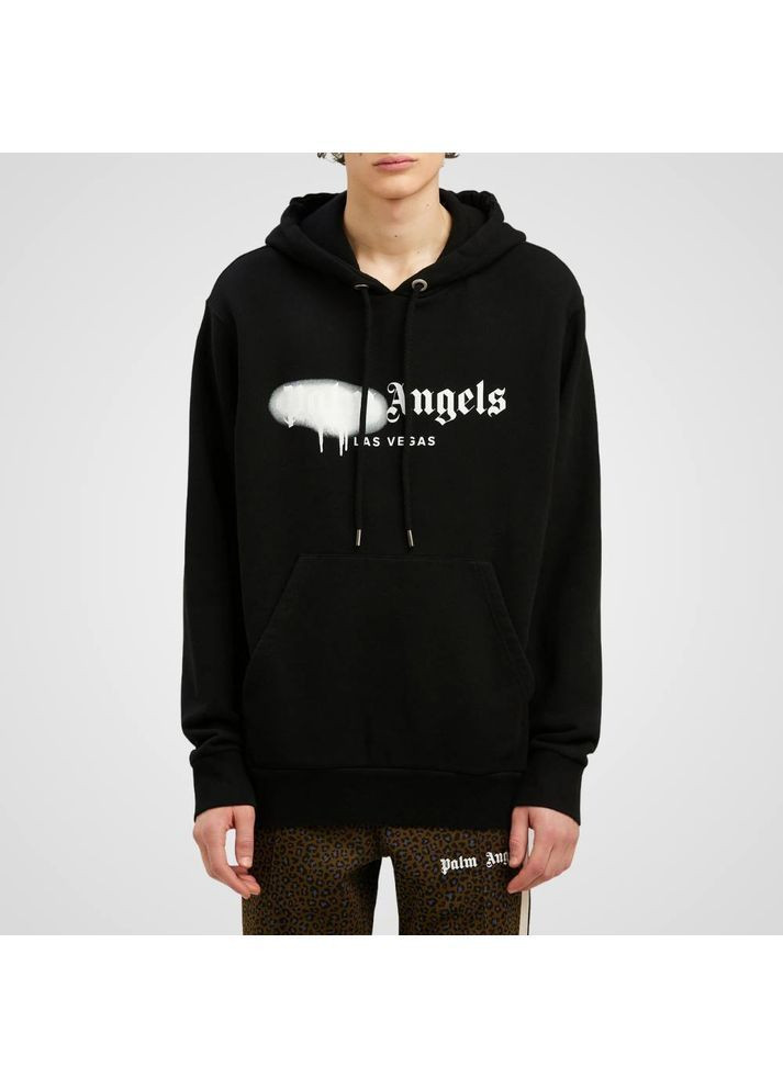 Мужская толстовка-худи-кофта черная с красивым белым принтом, в стиле palm angels No Brand (364461611)
