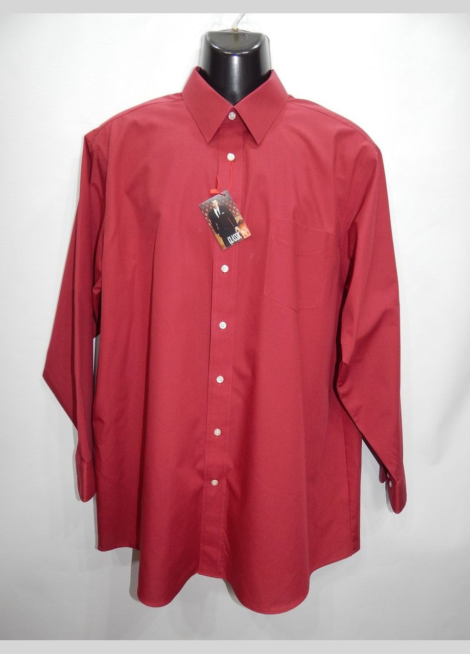 Бордовая классическая рубашка однотонная No Brand