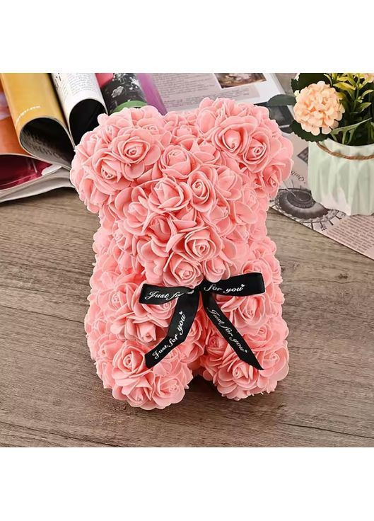 Ведмедик з троянд 3D Teddy Flower у подарунковій коробці 25 см Ніжно-рожевий (2104618700) No Brand (365750945)