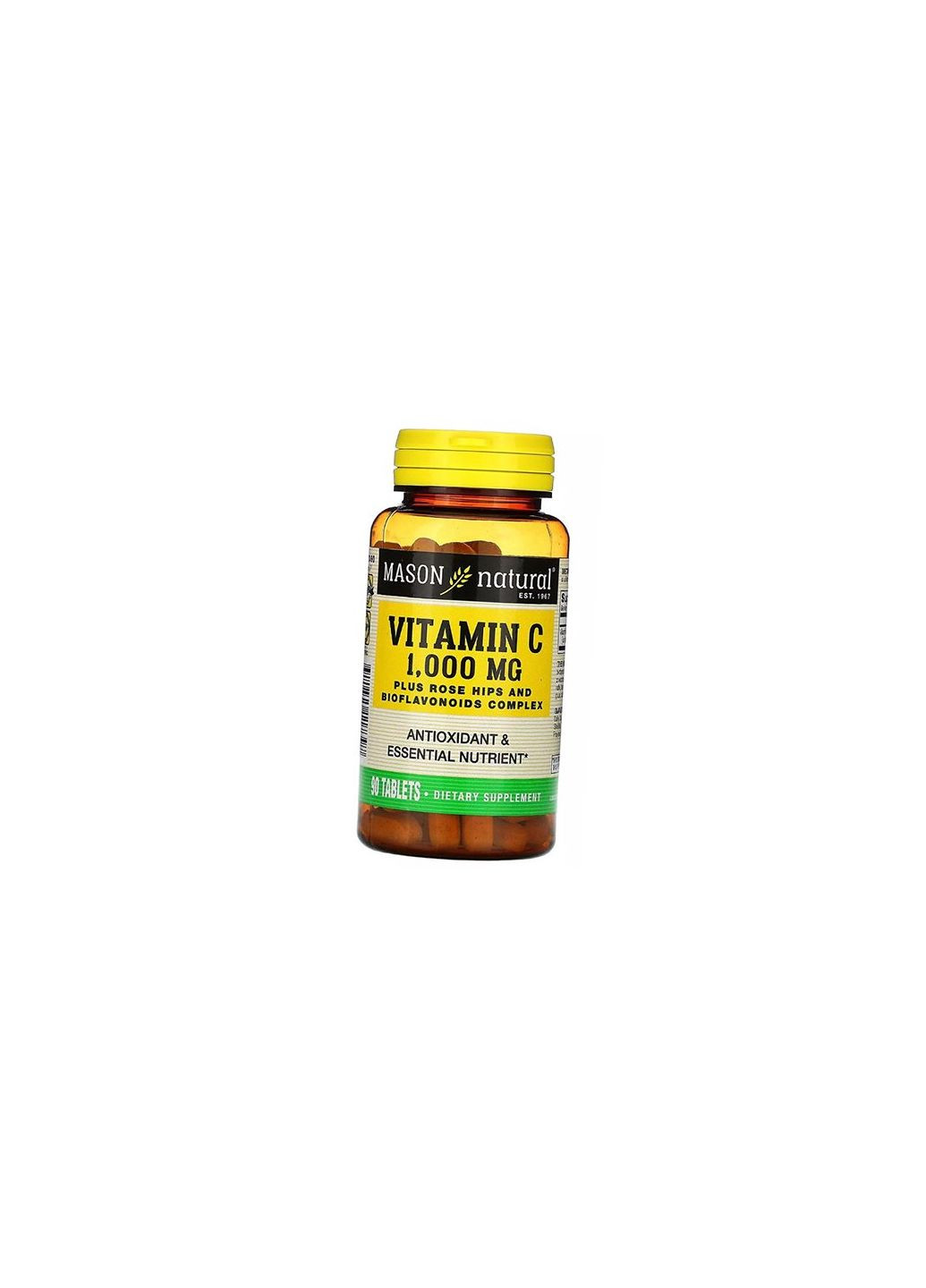 Витамин С с Шиповником и Биофлавоноидами, Vitamin C 1000 + Rose Hips & Bioflavonoids, 90таб (36529007) Mason Natural (293257225)