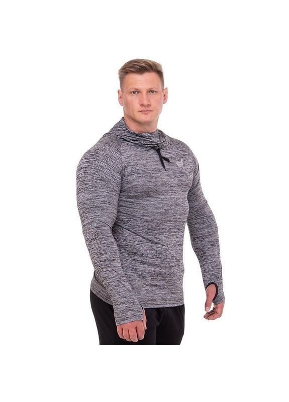 Чоловічий лонгслів компресійний спортивний чоловічий з капюшоном і вирізом для великого пальця CO-2017 Сірий Jason (326785245)