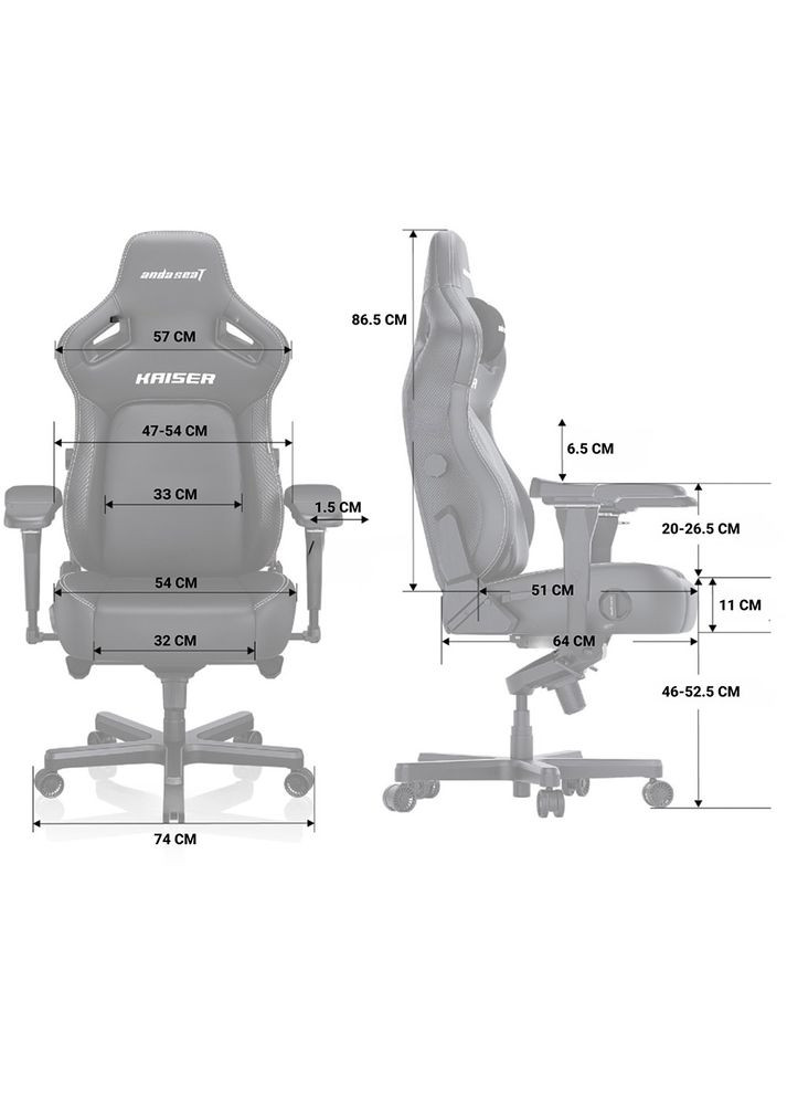 Крісло Kaiser 4 Size XL Black Linen Fabric (AD12YDDC-XLL-20-B-CF) Anda Seat (308020000)