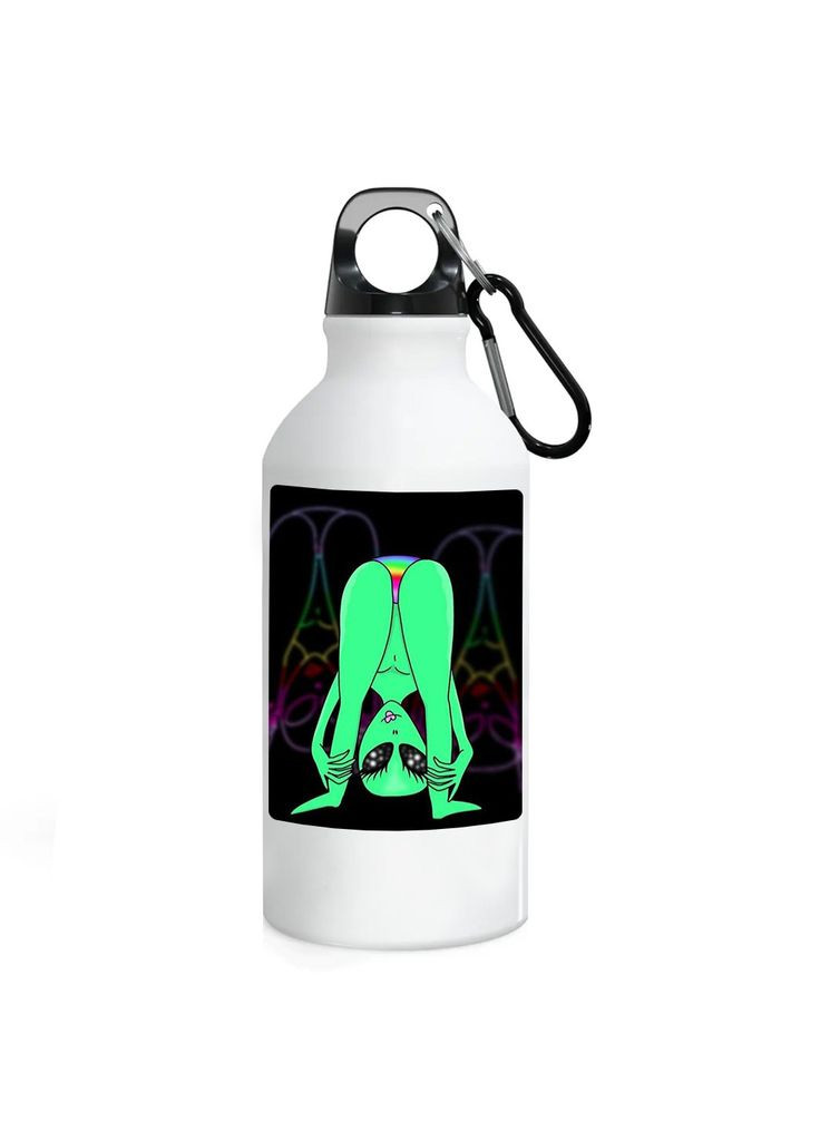 Фляга (бутылка) для воды с карабином Инопланетянин (Туристическая, Для кемпинга, Для спорта) #20 500 мл Белый No Brand (323639550)