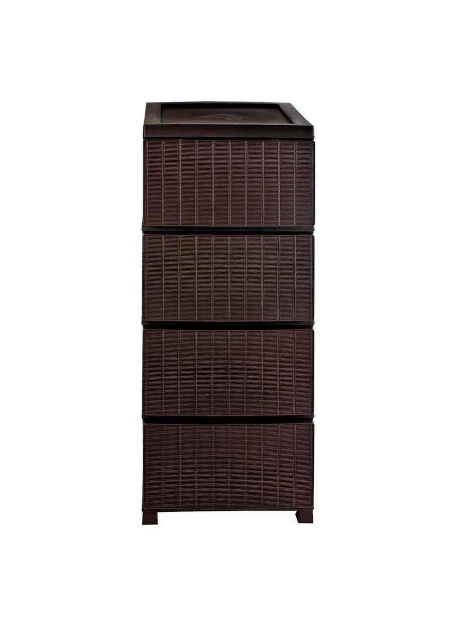 Комод пластиковий "Ротанг" 4 яруси коричневий 86*43*34см, R-Plastic (345122525)