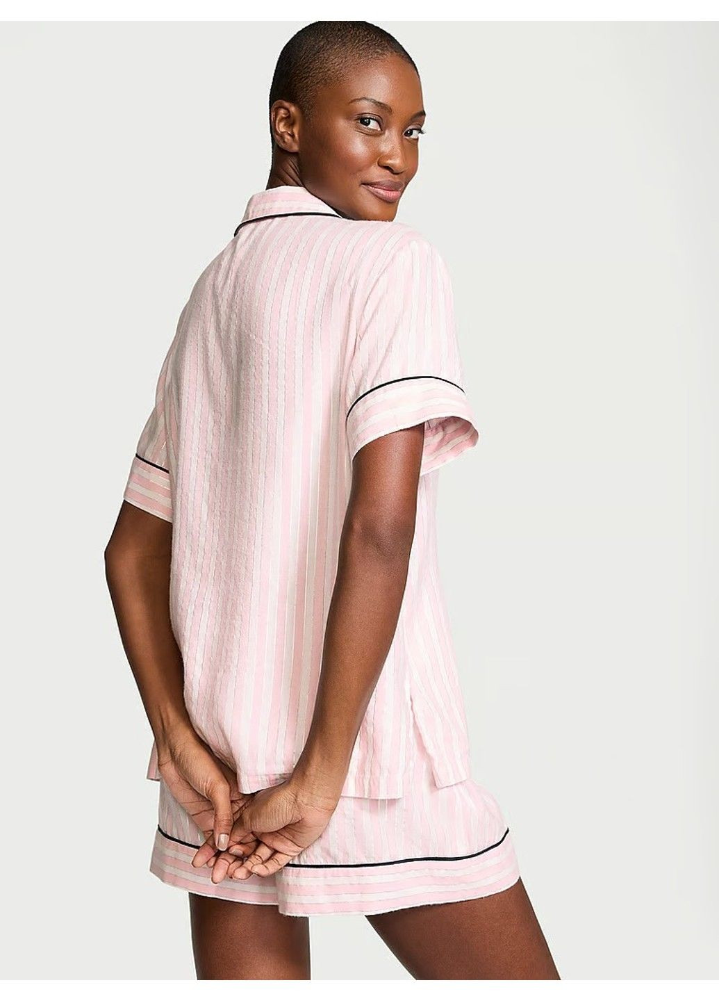 Комбинированная всесезон пижама с шортами flannel short pajama set Victoria's Secret