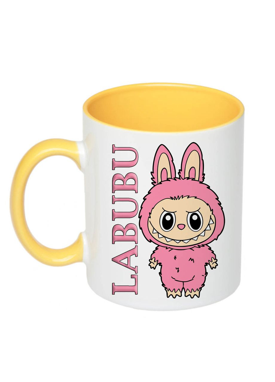 Чашка з друком "Labubu" №1 330 мл (колір жовтий) (27115) No Brand (336965431)