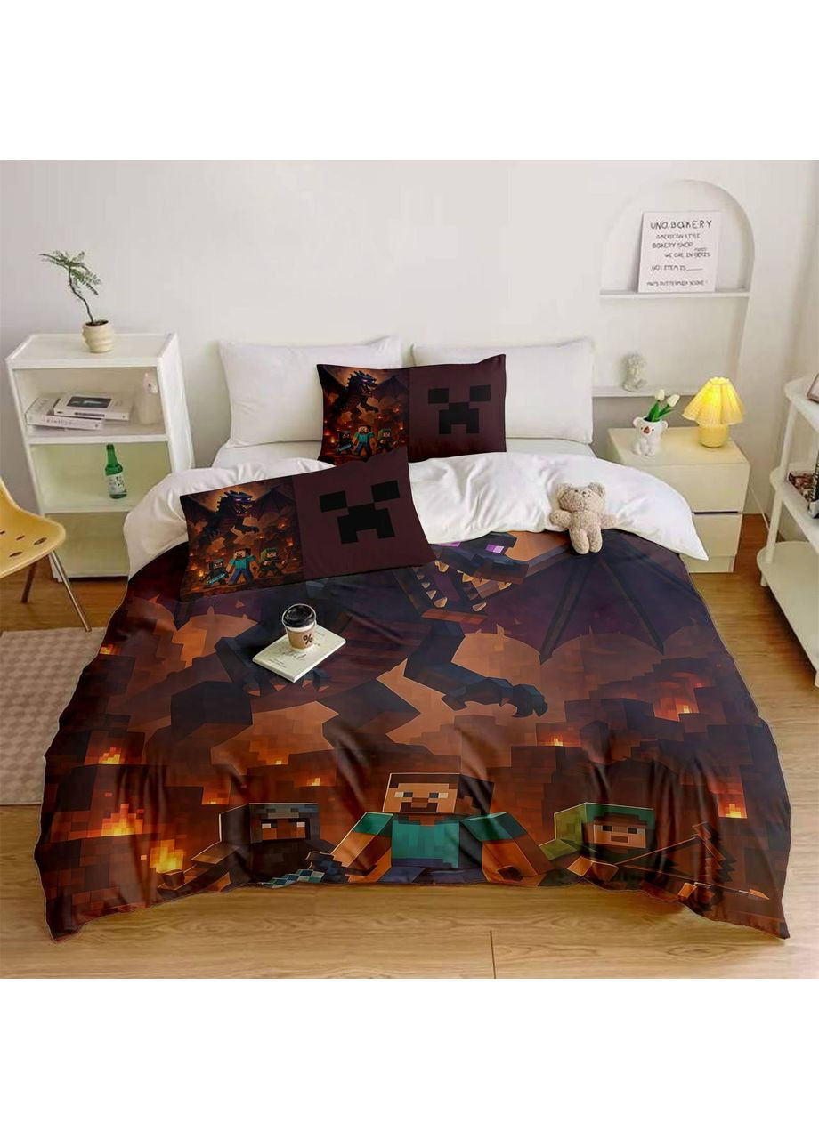 Полуторный комплект постельного белья из микросатина Майнкрафт (Minecraft) 4 Україна ТД (369658226)