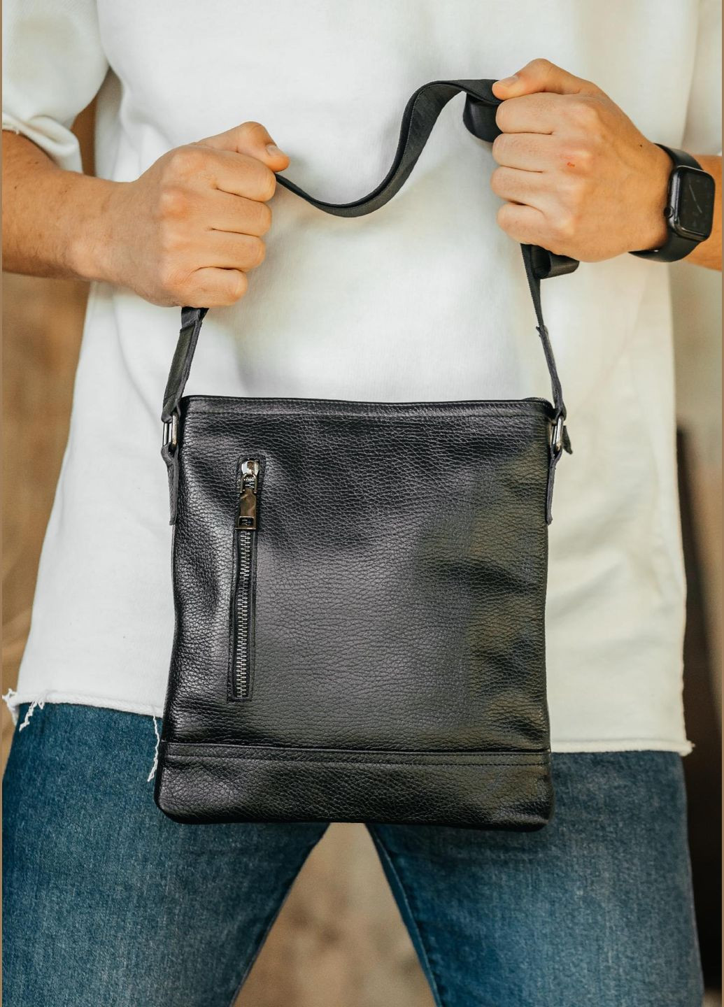 Сумка кожаная мужская функциональная черная NIUNIU (296662358)