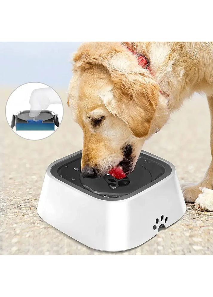 Поїлка непроливайка для собак та кішок з плаваючим диском Миска антипроливайка для води MAGIC BOWL Біла 1,5л Losso (363832235)