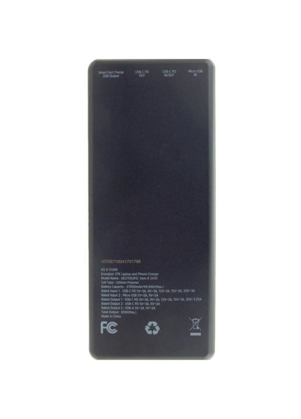 Роуербанк UE27062PQ PD65W 27000 mAh Black (UE27062PQ) Energizer (322909724)