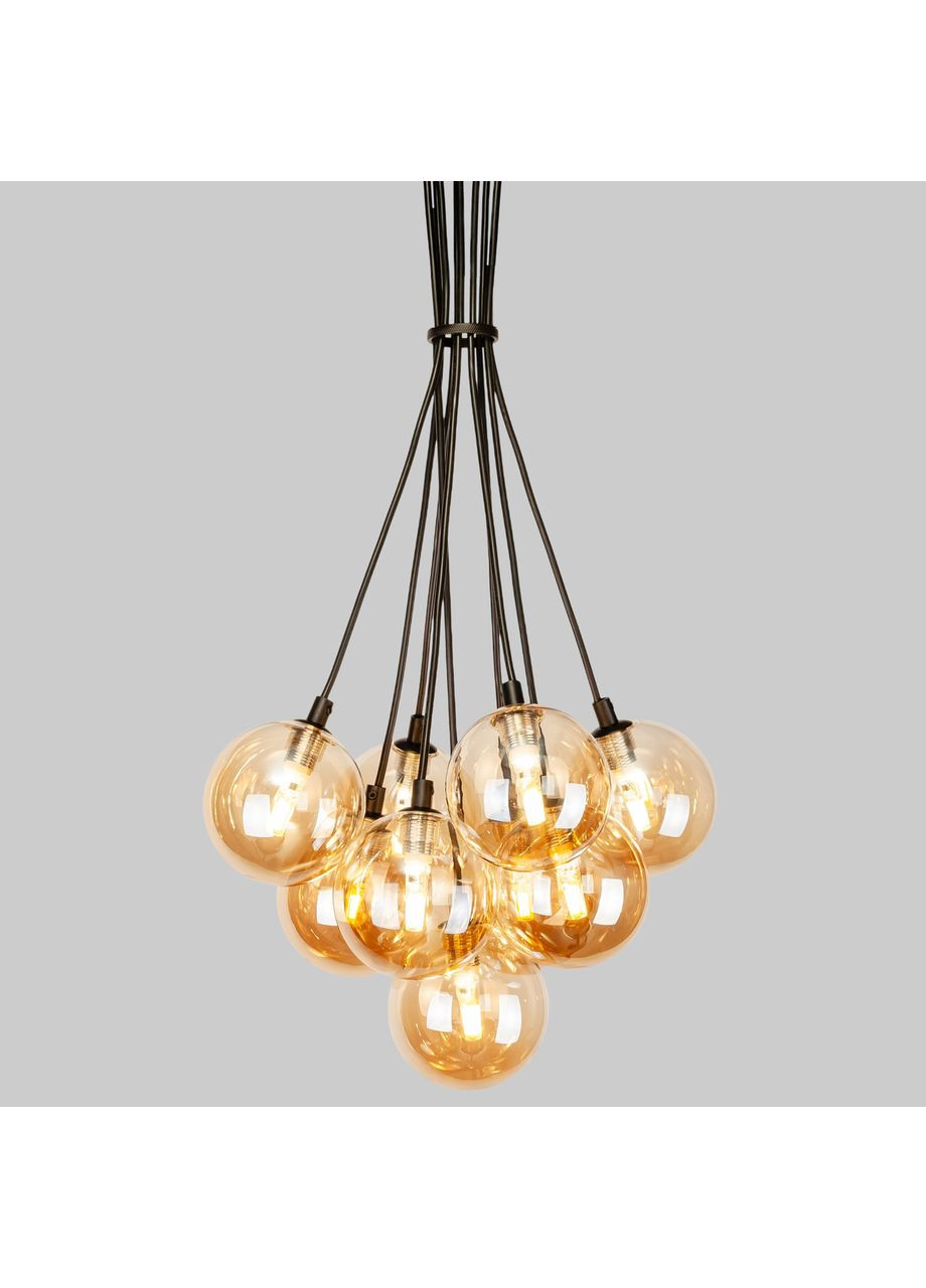 Подвесная черная люстра "Пучок" с кофейными плафонами на 9 ламп (61-P100F-9 BK+BR) No Brand (370071958)