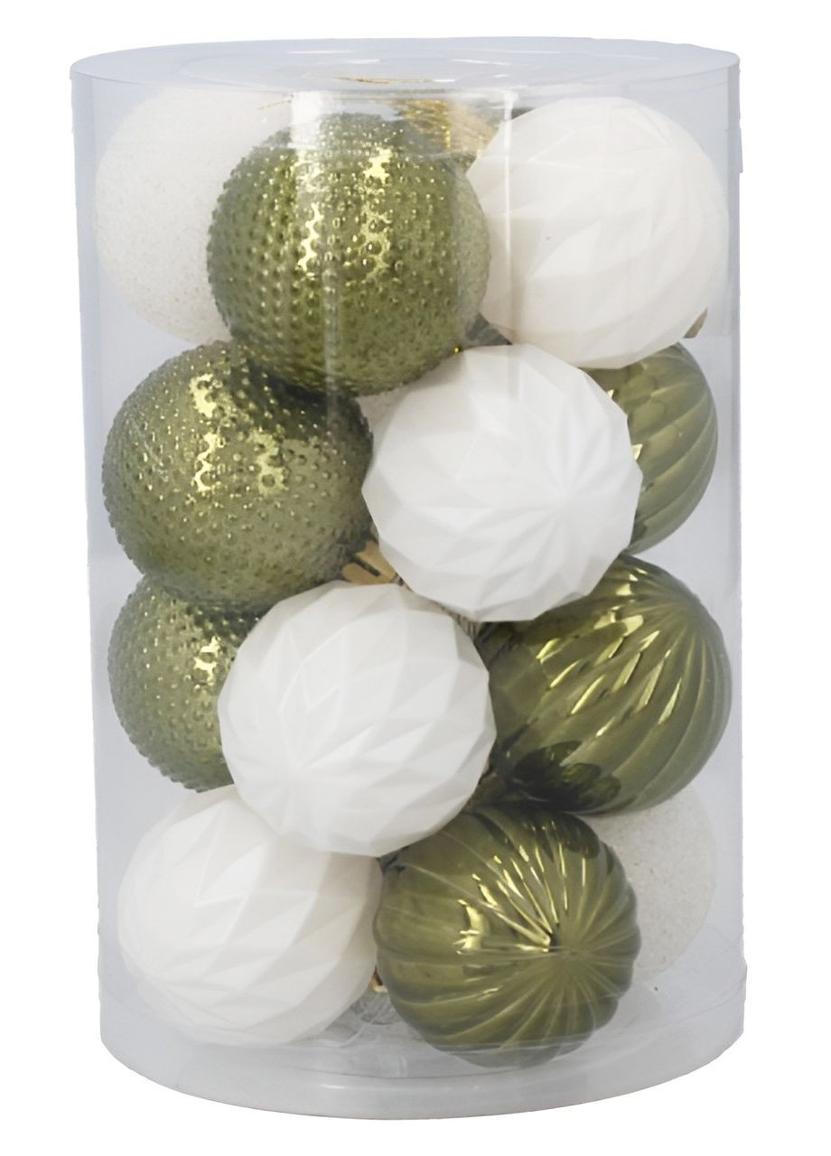 Ялинкові пластикові кульки Chomik 16шт золотисті та білі для новорічного декору прикраси на ялинку ProDobro (367265839)