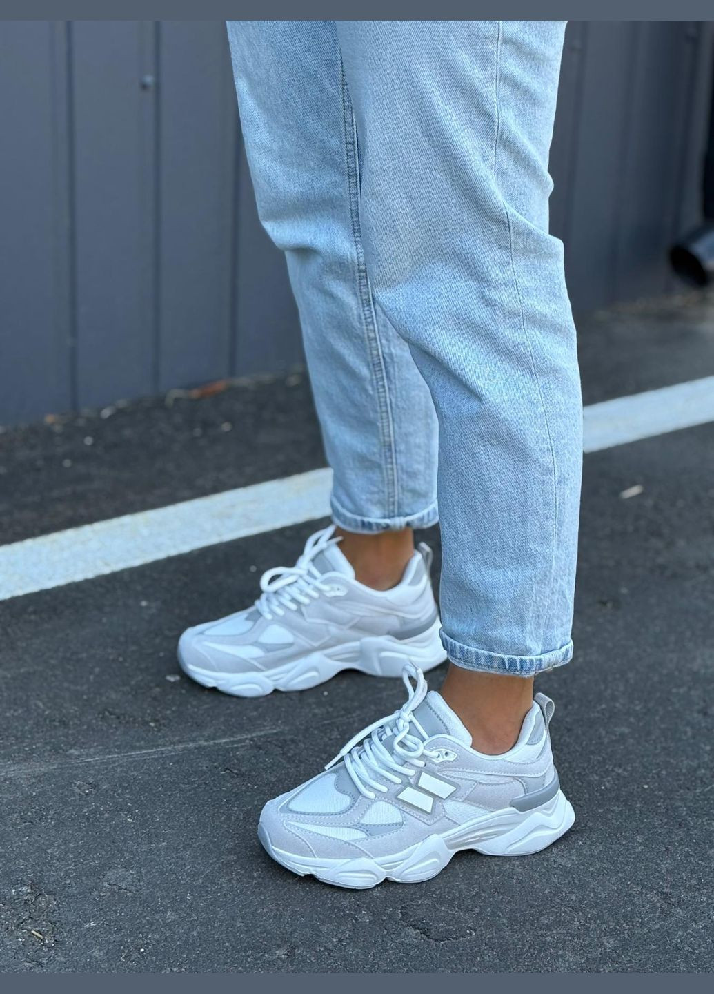 Сірі жіночі кросівки сірі замш/текстиль на кожен день No Brand