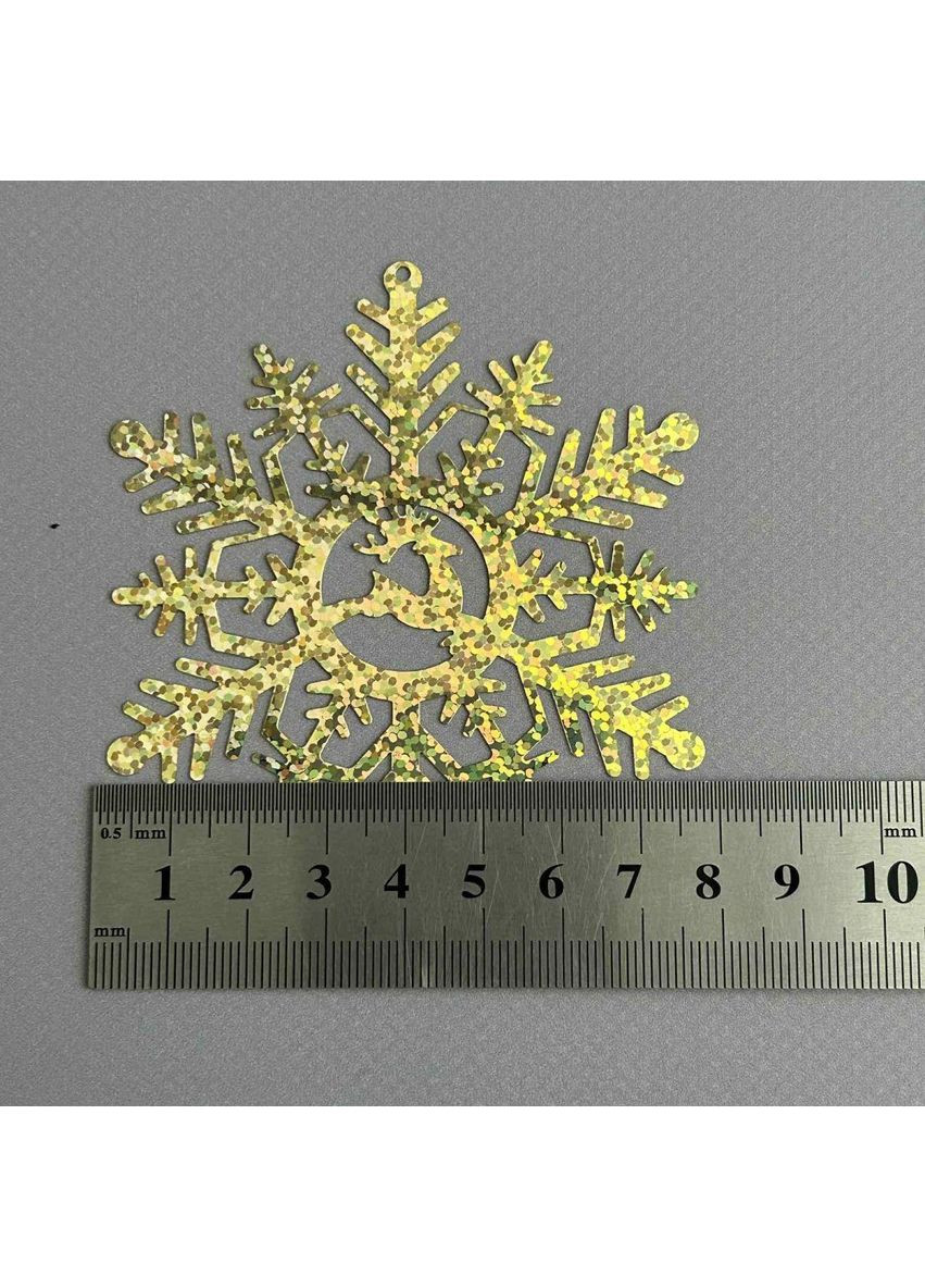 9х8 см Поетка снежинка-олень - золото голограмма Plus-plus (352751272)