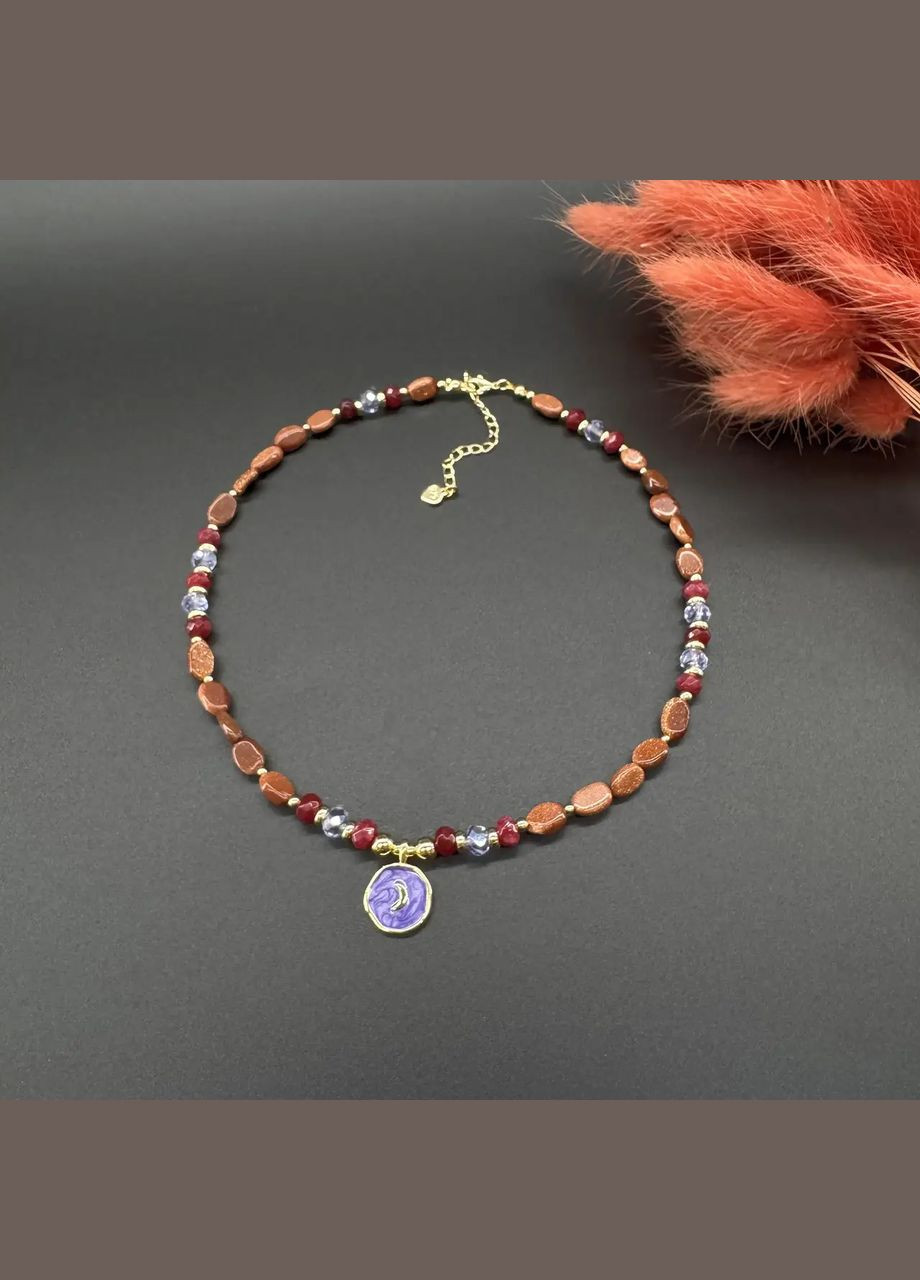 Чокер Авантюрин, Кварц, Чешский Хрусталь + Подвеска, фур-ра гип-ный сплав цвет золото d-6х3мм L-40-45см No Brand авантюрин, кварц латунь, натуральный камень, медицинский сплав, стекло золото (331145996)