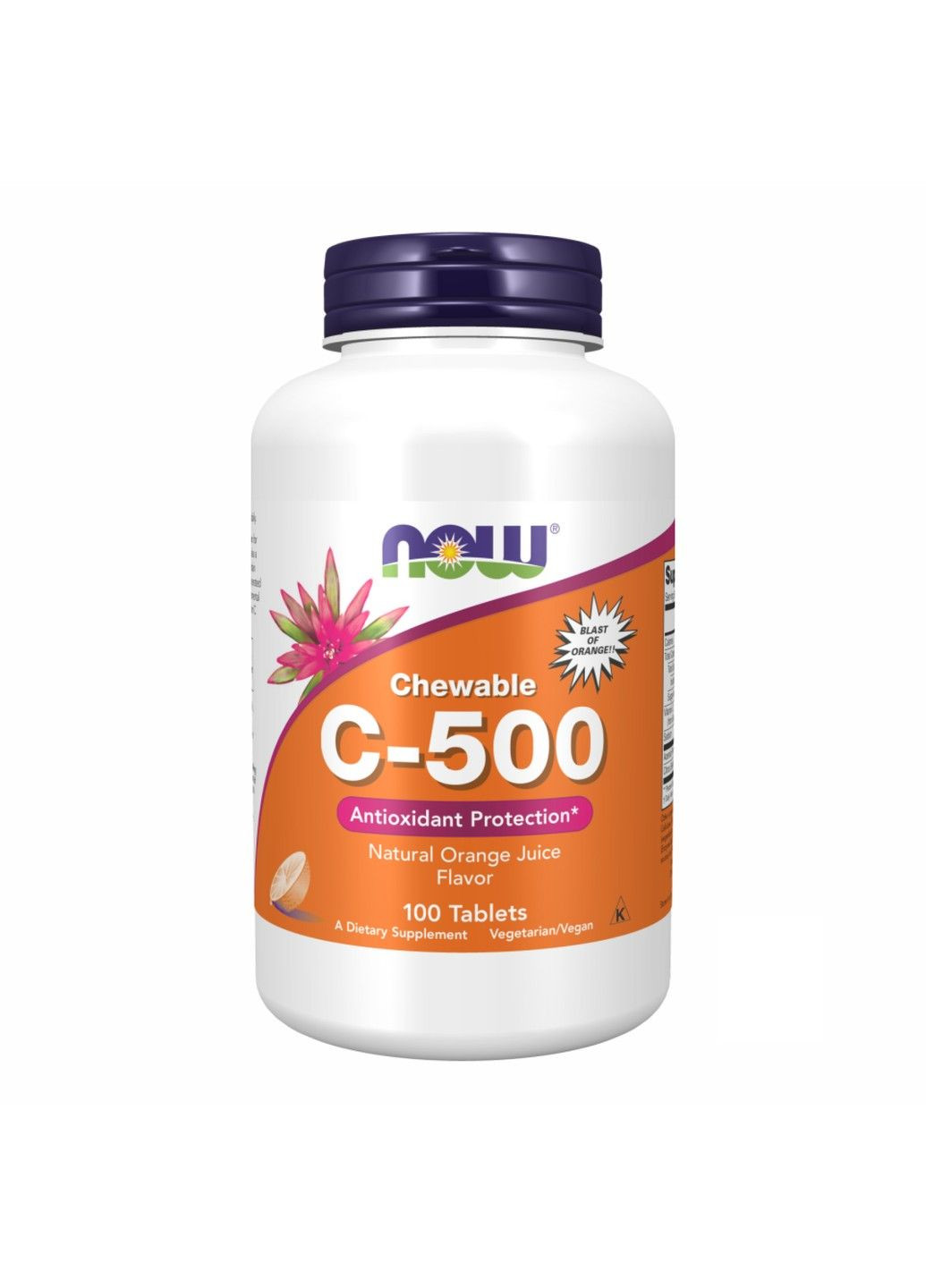 Жувальні таблетки C-500, апельсин, 100 таблеток Now Foods (347600382)