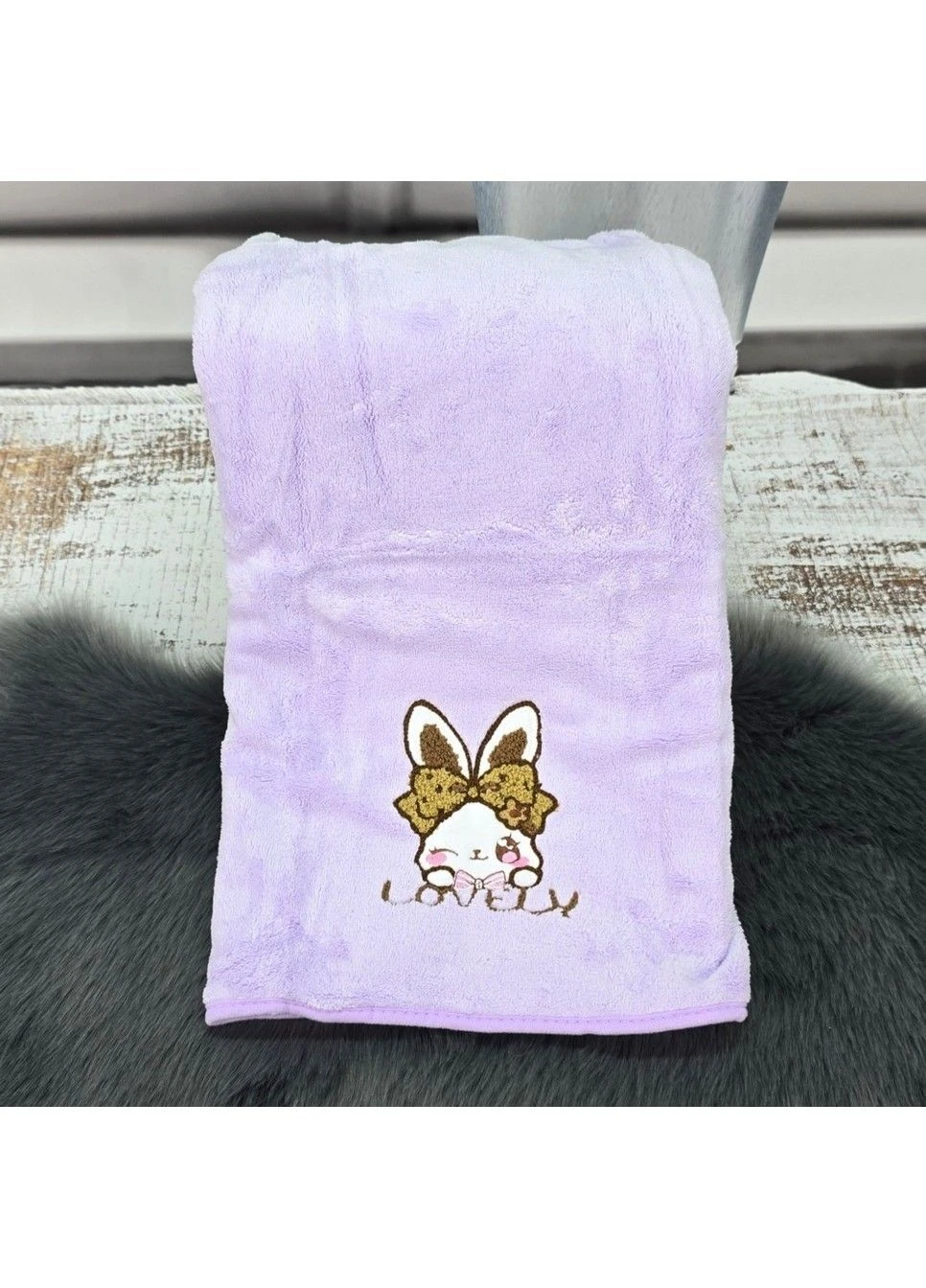 Полотенце для лица микрофибра 50*100 см Зайчик Malloory Home сиреневый