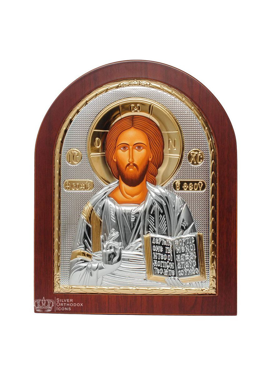 Серебряная Икона Спасителя Иисус арочной формы 20х25см 8,1х9,7 Silver Axion (265446358)