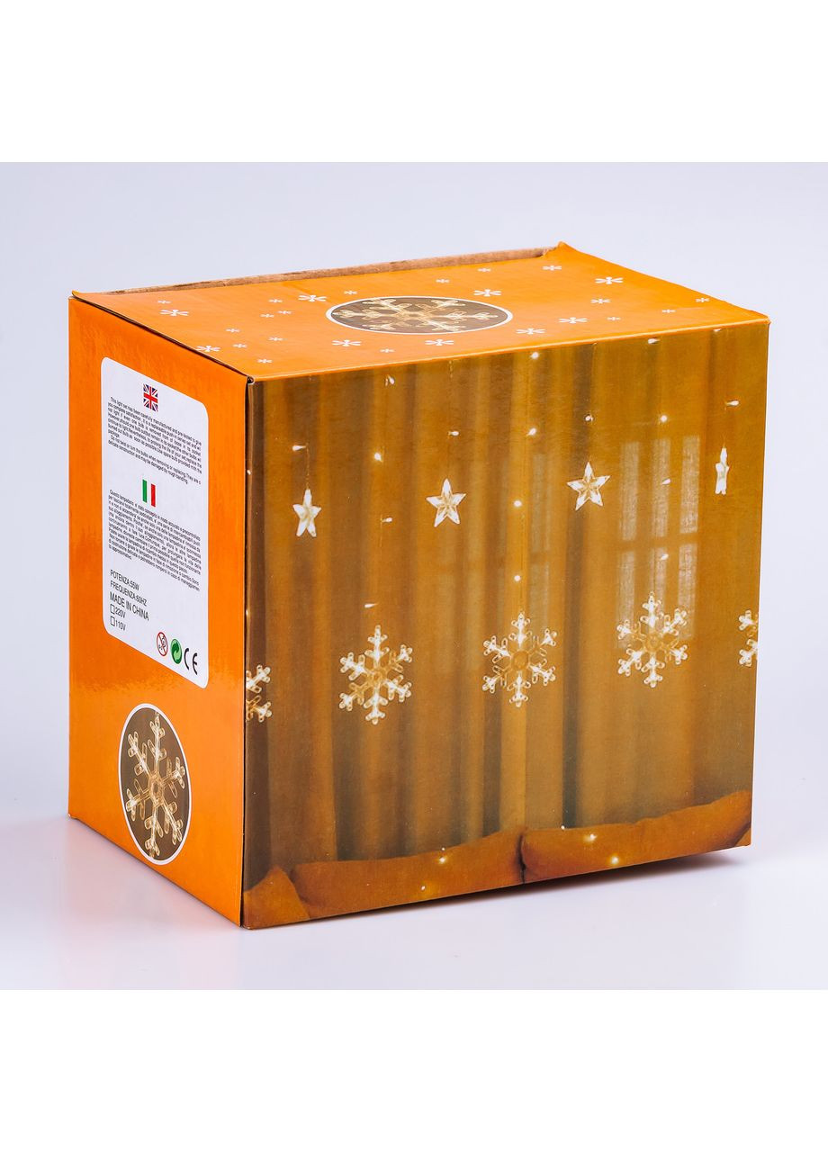 Гірлянда світлодіодна штора GarlandoPro сніжинка і зірка 12 фігур 3х1м гірлянда зірка Жовтий 1733063Y Jooki (362672685)