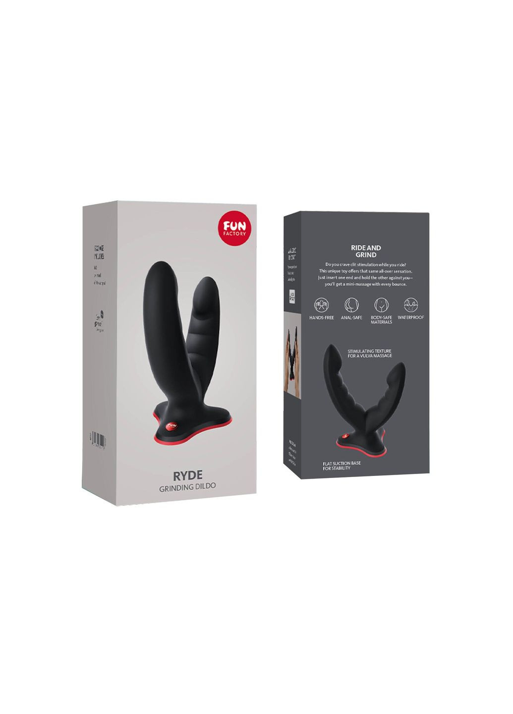 Подвійний фалоімітатор RYDE black, гнучкі стовбури, присоска - CherryLove Fun Factory (332209800)