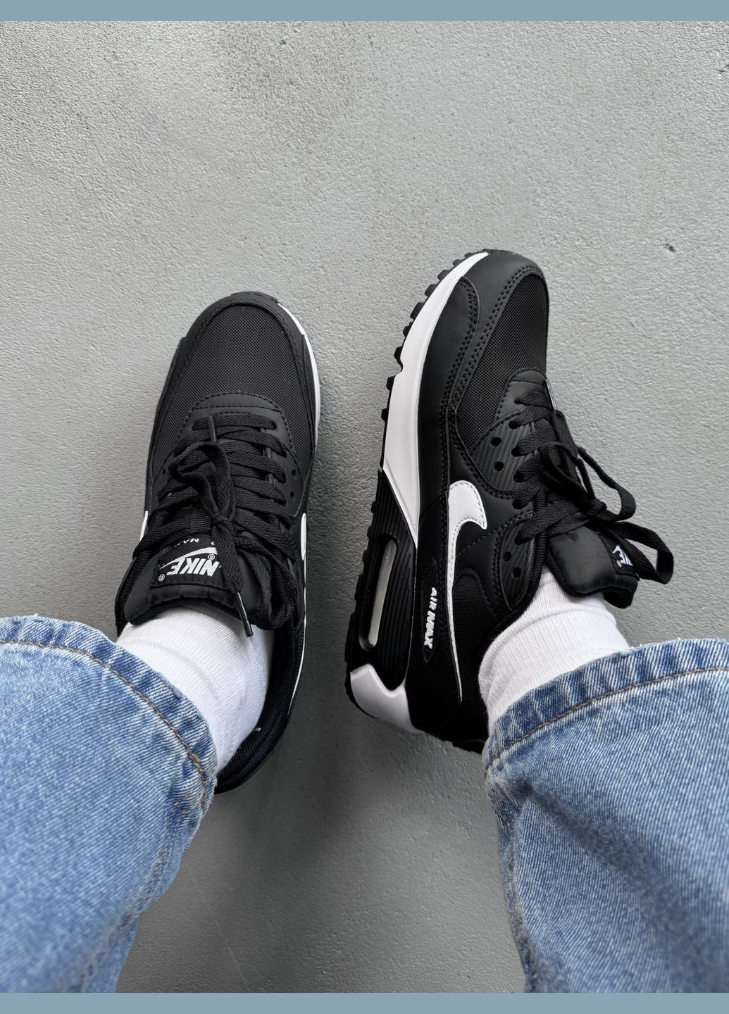 Кросівки жіночі і чоловічі Nike Air Max 90 black white | Найк Аір Макс 90 чорно-білі No Brand чорно-білі демісезони (316091178)