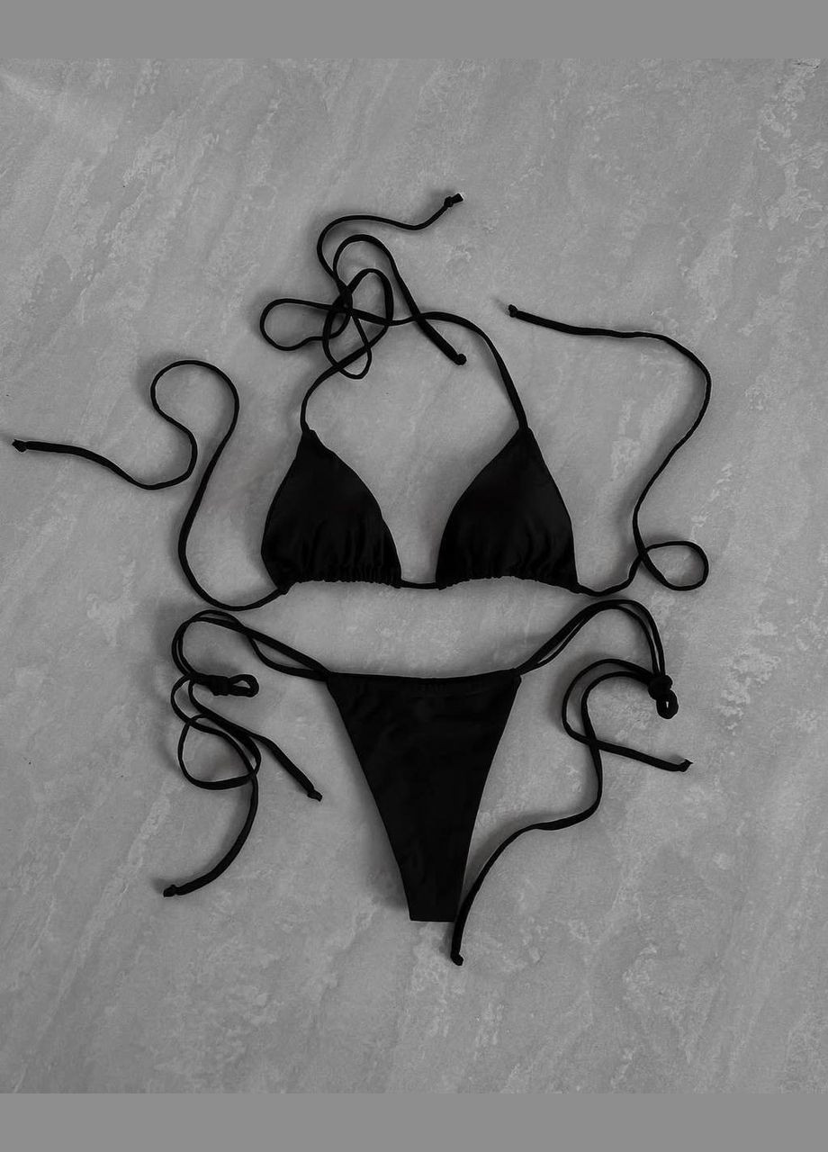 Черный летний женский купальник раздельный FINO Mode