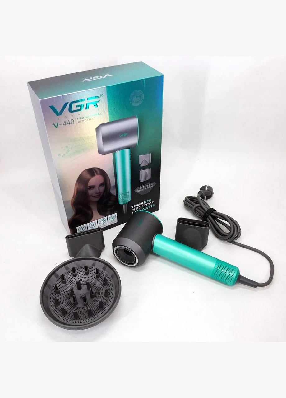 Фен професійний VGR V-440. Колір: зелений No Brand (385291050)