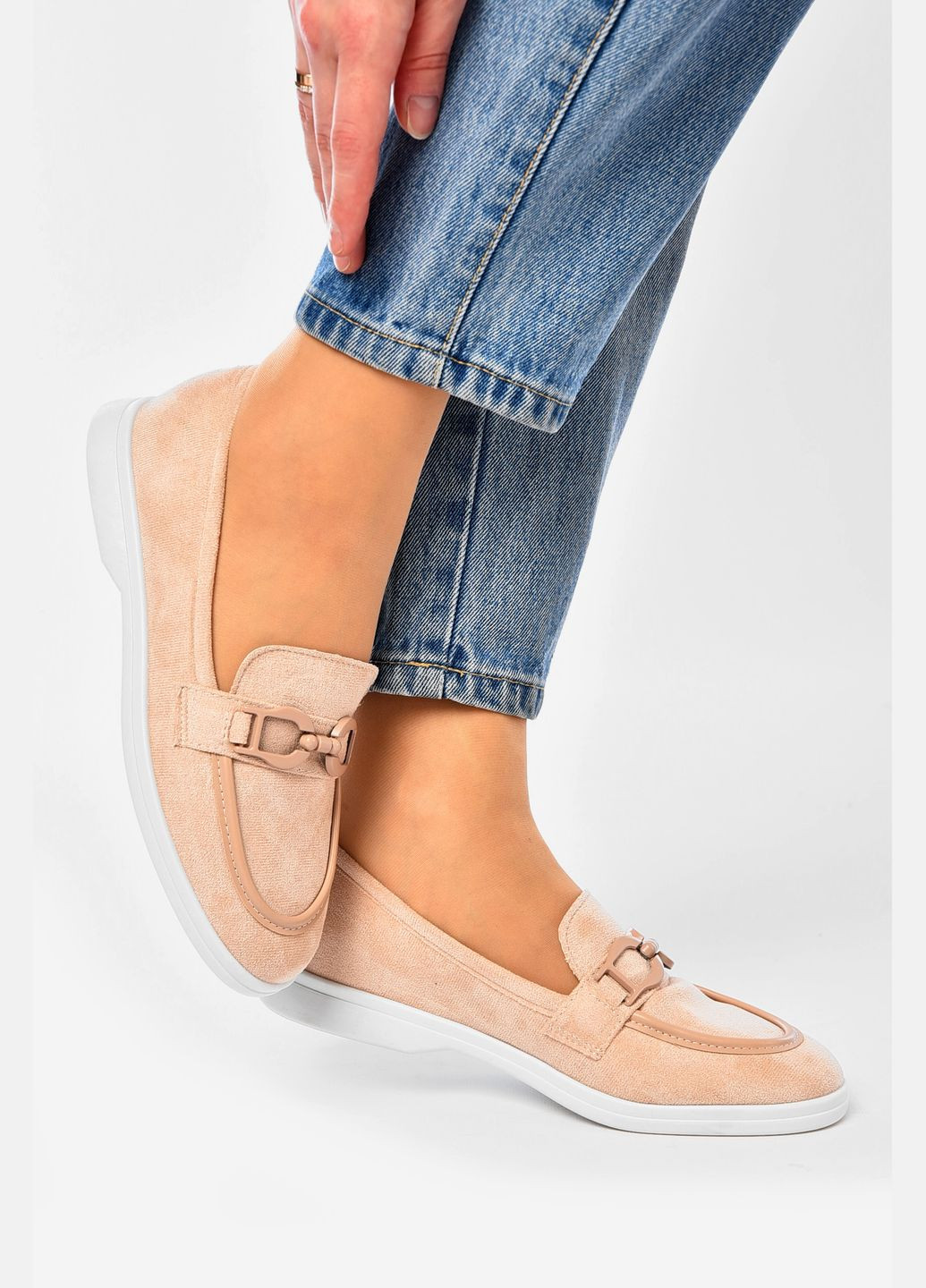 Let's Shop Туфли-лоферы женские светло-розового цвета лоферы светло-розовый з искусственный нубук, украина — демисезон (331288227)