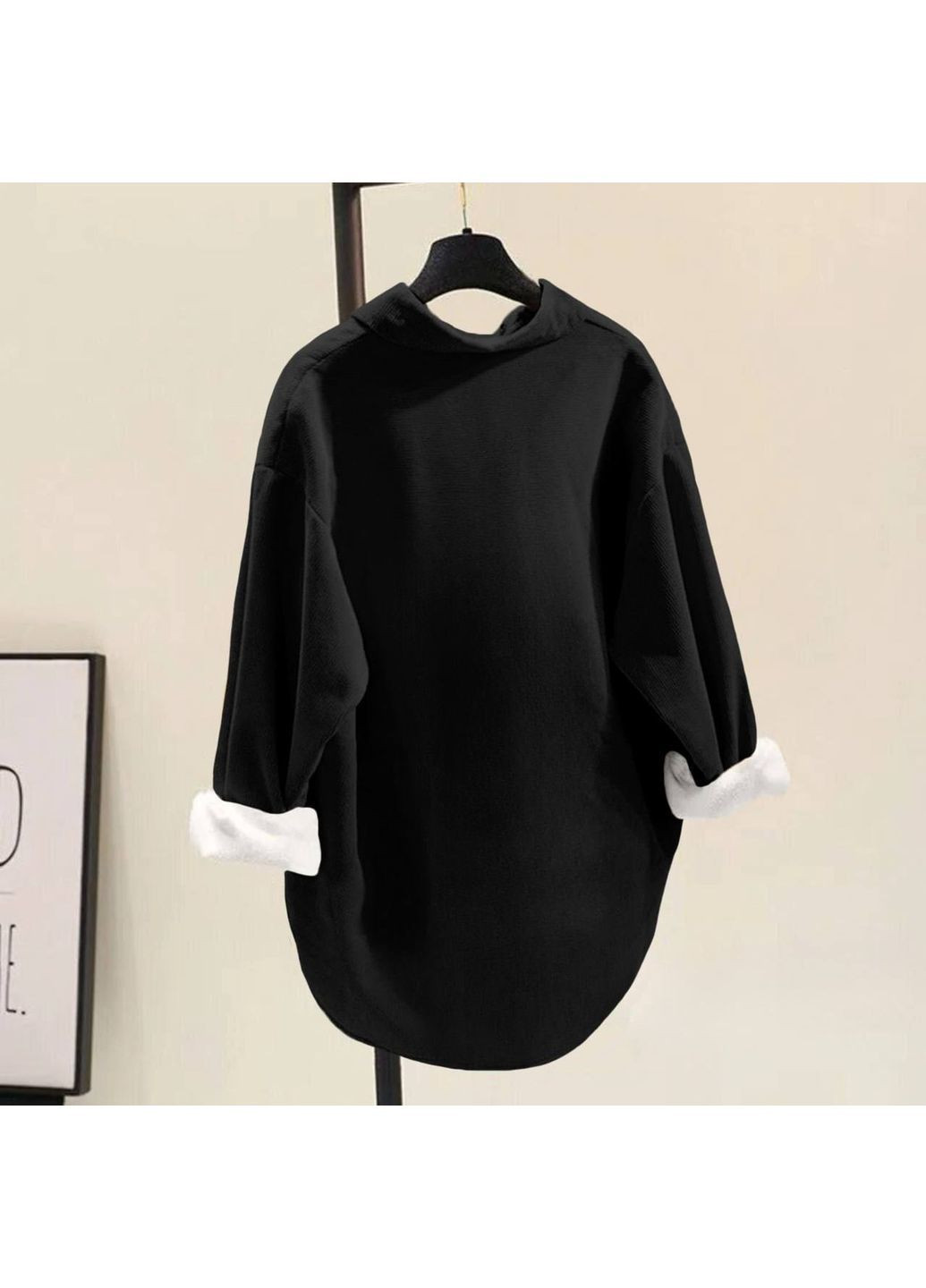 Черная повседневный рубашка однотонная Гермес с длинным рукавом