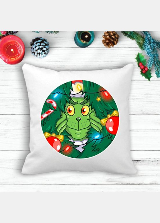 Подушка з новорічним принтом Грінч (The Grinch) у ялинках Кавун (316095842)