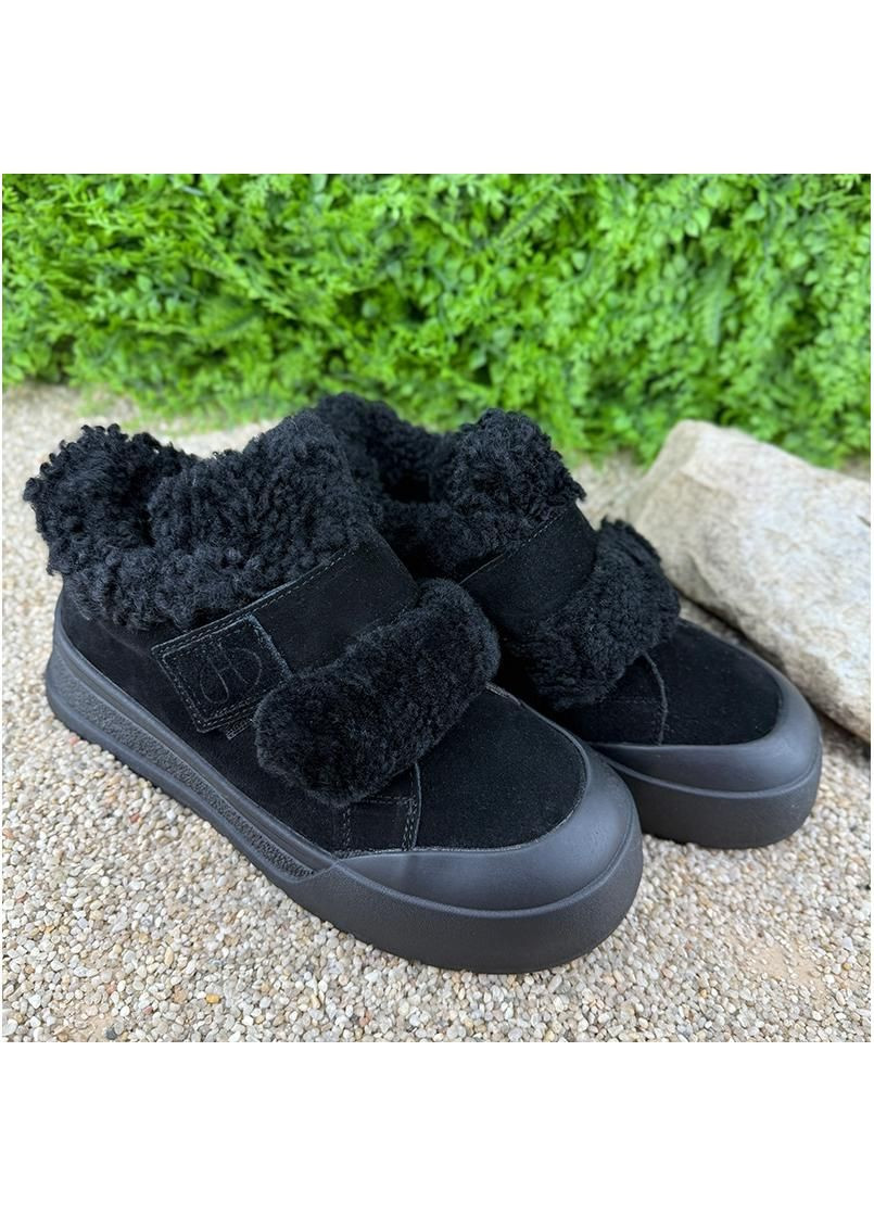 Жiночi уггi замшевi на платформi короткi Е-005092-1 Чорнi No Brand (366065121)