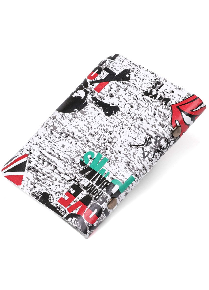 Візитниця вертикальна шкіряна Love from punks 19079 Біла Shvigel (298566521)