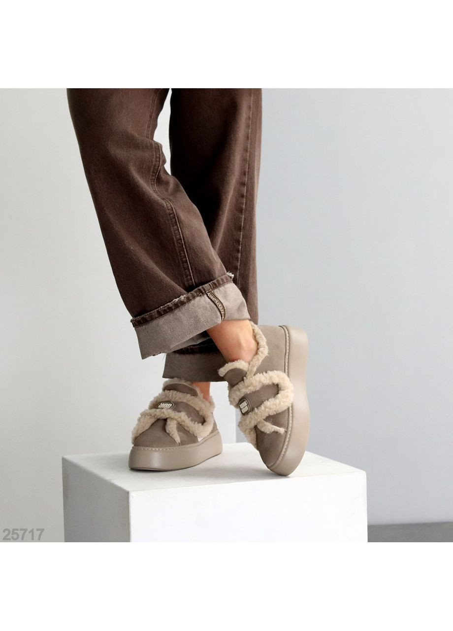 No Brand Зимние лоферы бежевый з натуральная замша, — зима (368375858)