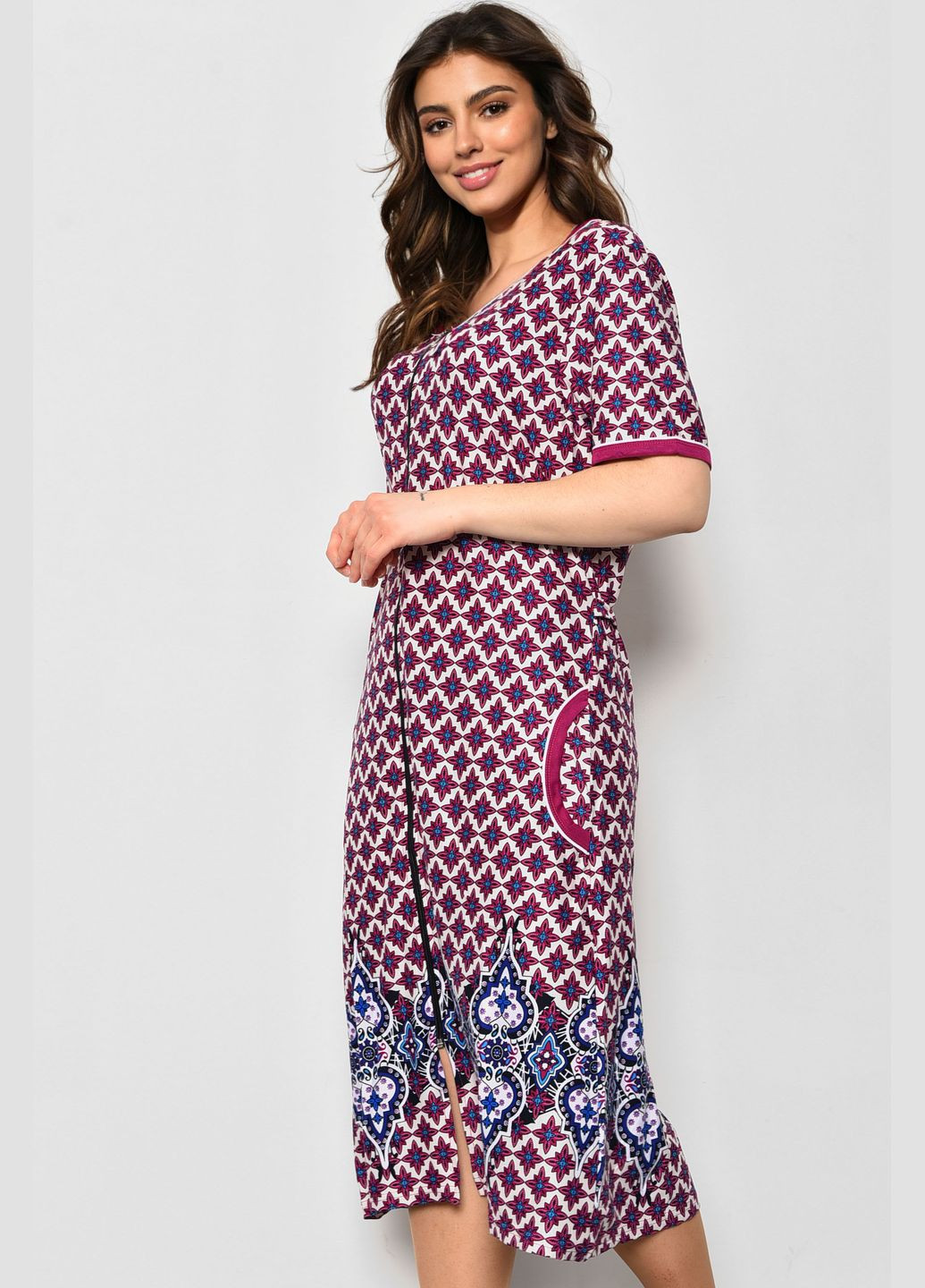 Халат жіночий напівбатальний літній темно-рожевого кольору Let's Shop (286326041)
