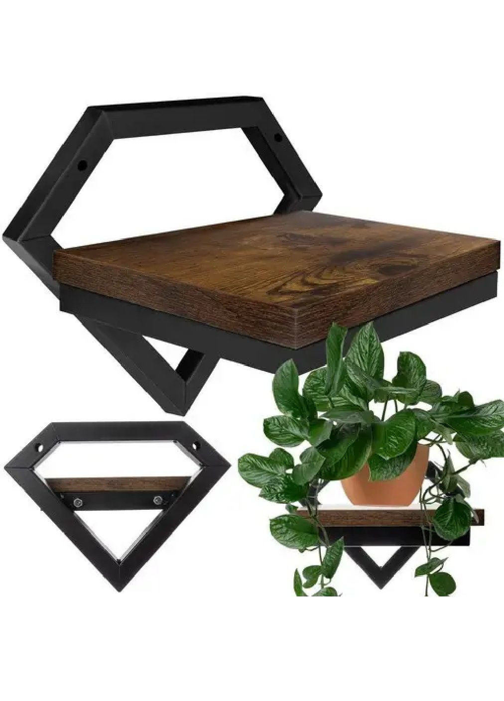 Підвісна настінна полиця для квітів речей у стилі лофт з металевим профілем у формі ромба 19х23х20 см (478108-Prob) Unbranded (302766972)