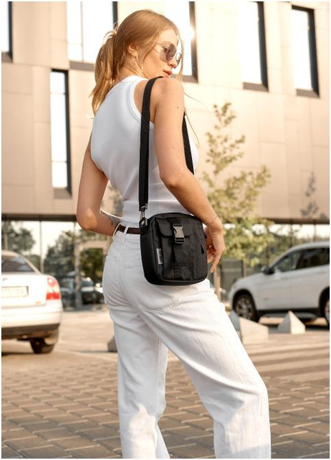 Женская тканевая сумка мессенджер через плечо Черная (903017617) Sambag (360965735)